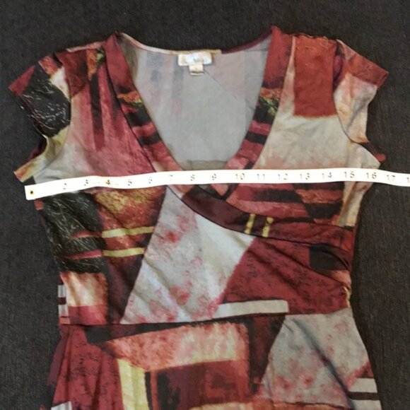 OLIVIA MATTHEWS Burgundy and Gray Patchwork Fit & Flare Maxi Dress-Size S - Picture 10 of 13